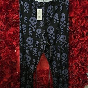 Freeze Adult Skull Print Leggings - Black and Grey Size Large